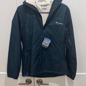 Columbia Womens Dark Teal Fleece Lined Water Resistant Jacket- Small
